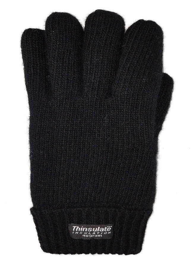 BRUCERIVER Ladie's Wool Knit Gloves with Thinsulate Lining Size M (Black) - Image 3